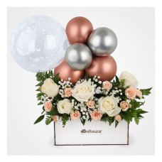 Rose Gold Flower and Balloon Box